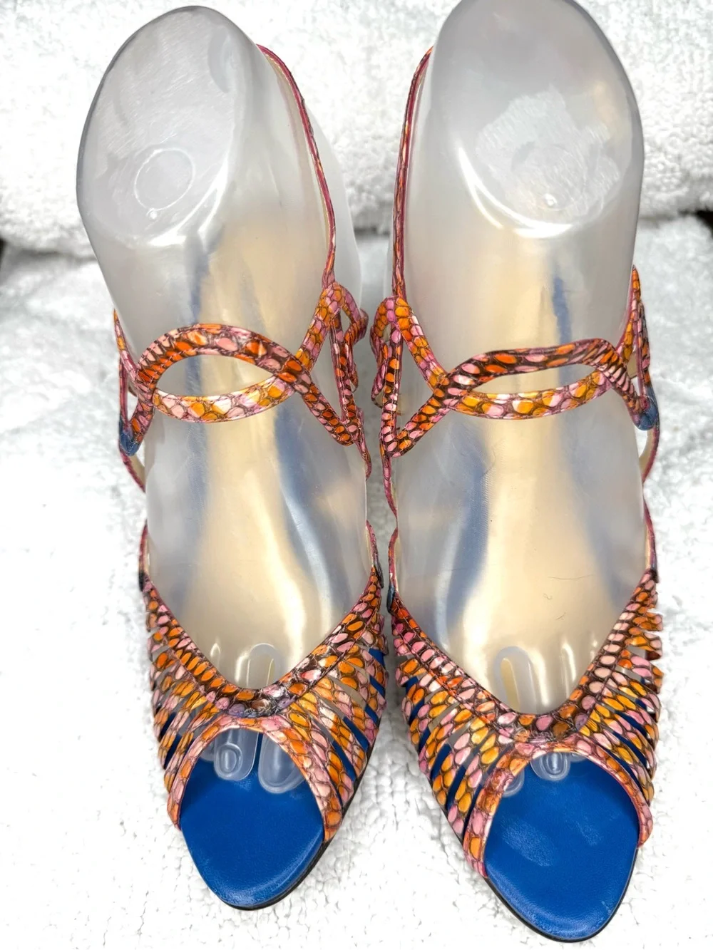 Alexandre Birman Multicolor Snake Print Strappy Stiletto Sandals 37.5